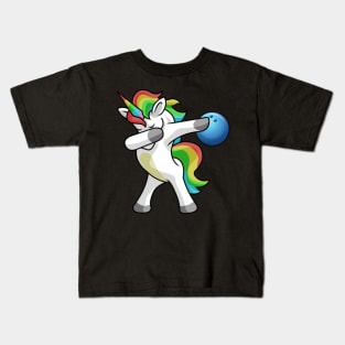 Dabbing Unicorn Bowling Funny Dancing Dab Gift- Kids T-Shirt